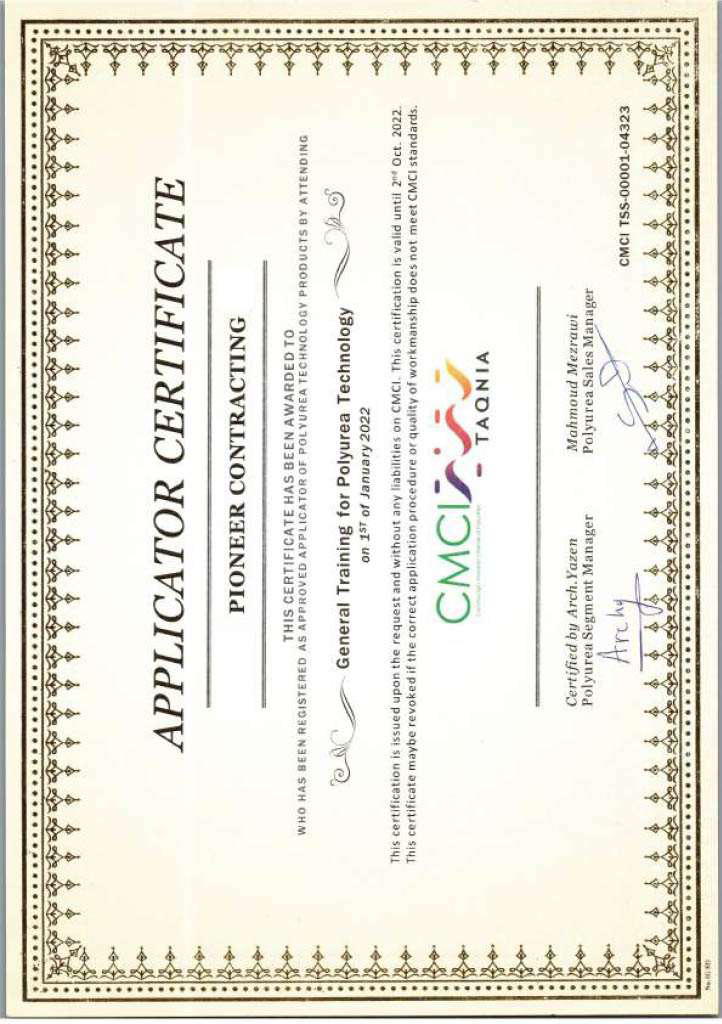 APPLICATOR CERTIFICATE